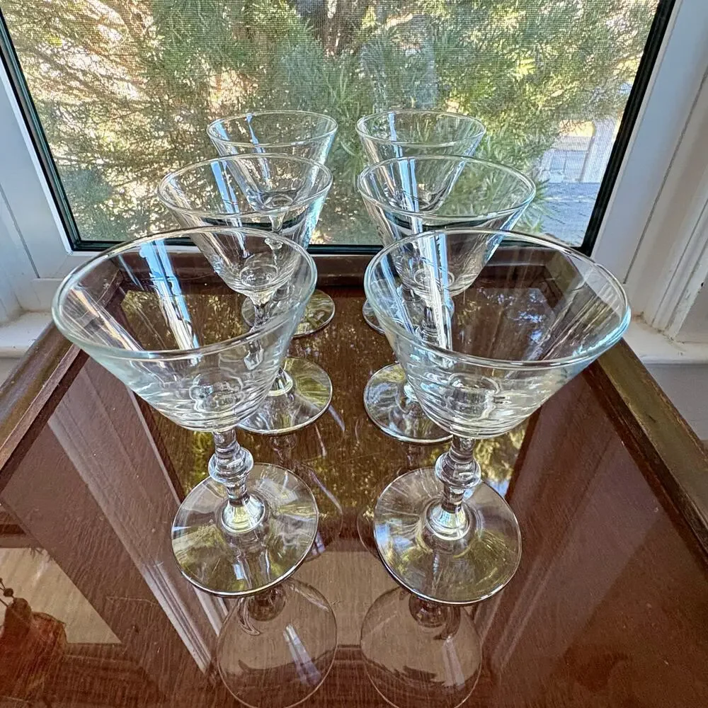 Set of 6 Libbey Georgian 5.5 Inch Stem Cocktail Glasses